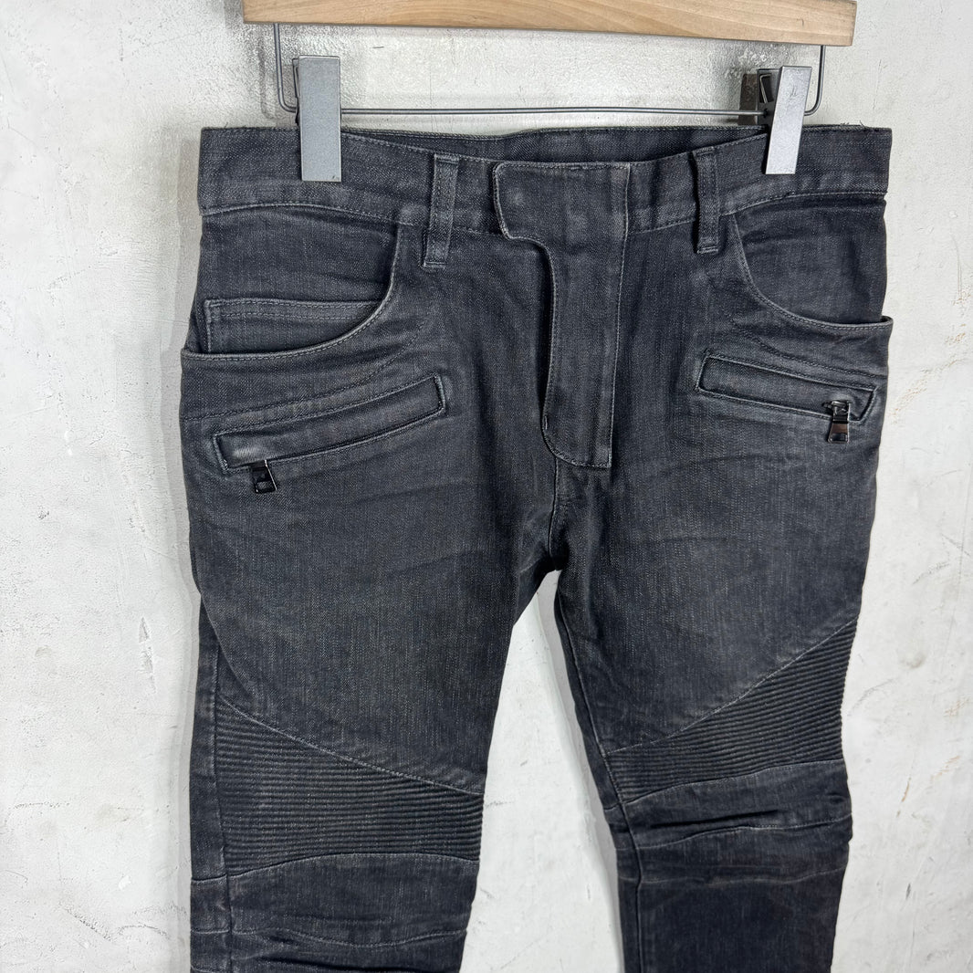 Balmain Dark Grey Biker Jeans