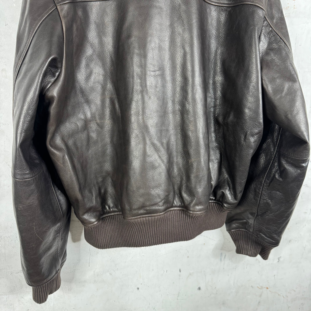 Stussy Brown Leather Flight Bomber