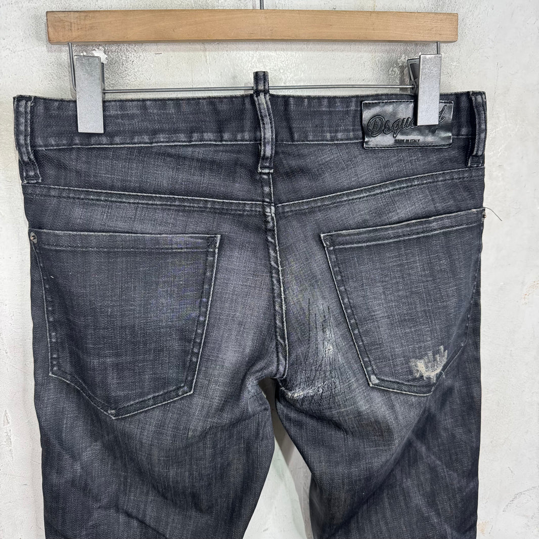 Dsquared Black Slim Repaired Jeans