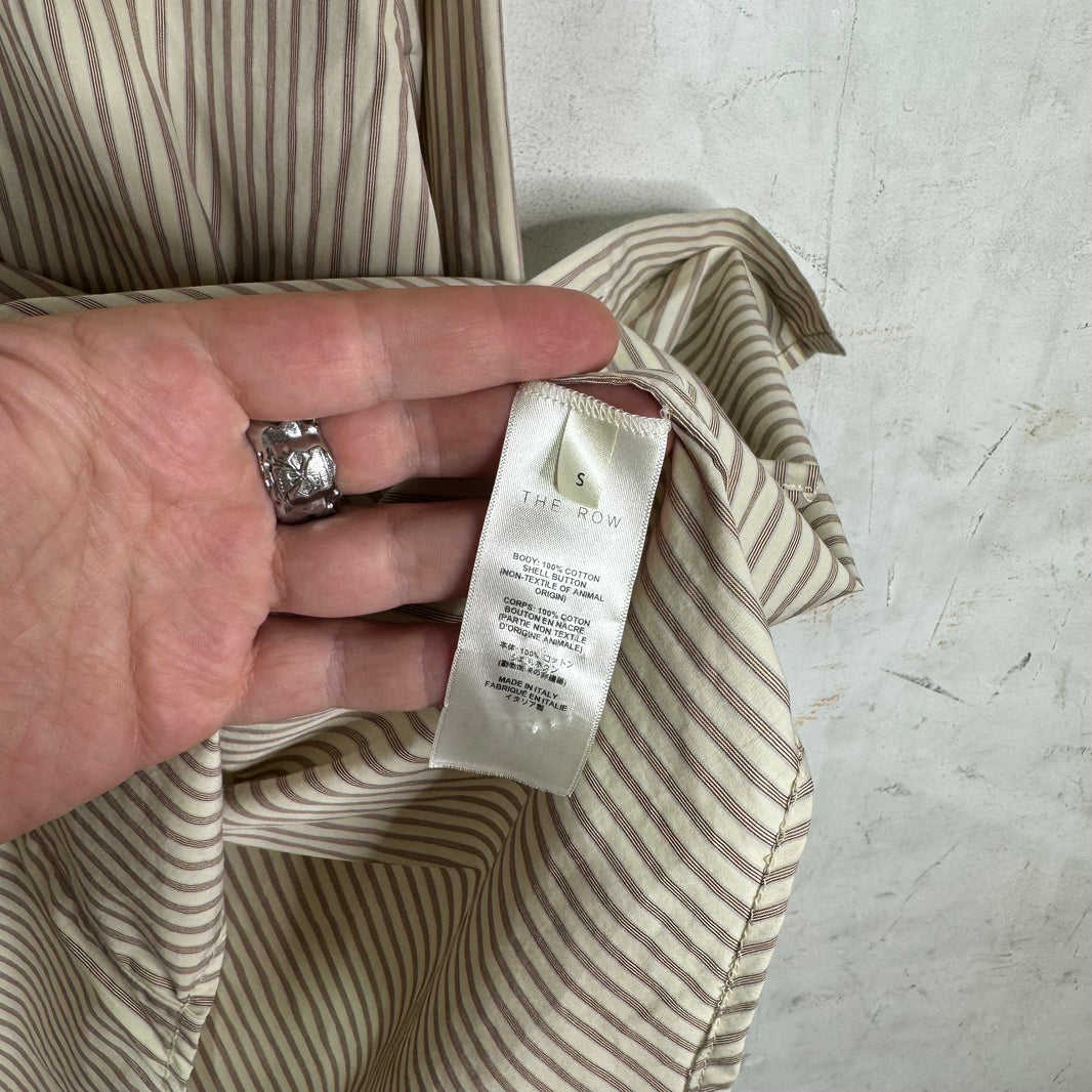 The Row Tan Striped Button Up