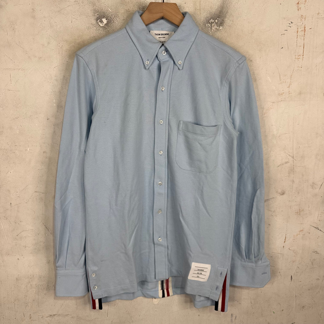 Thom Browne Light Blue Cotton Jersey Button Up