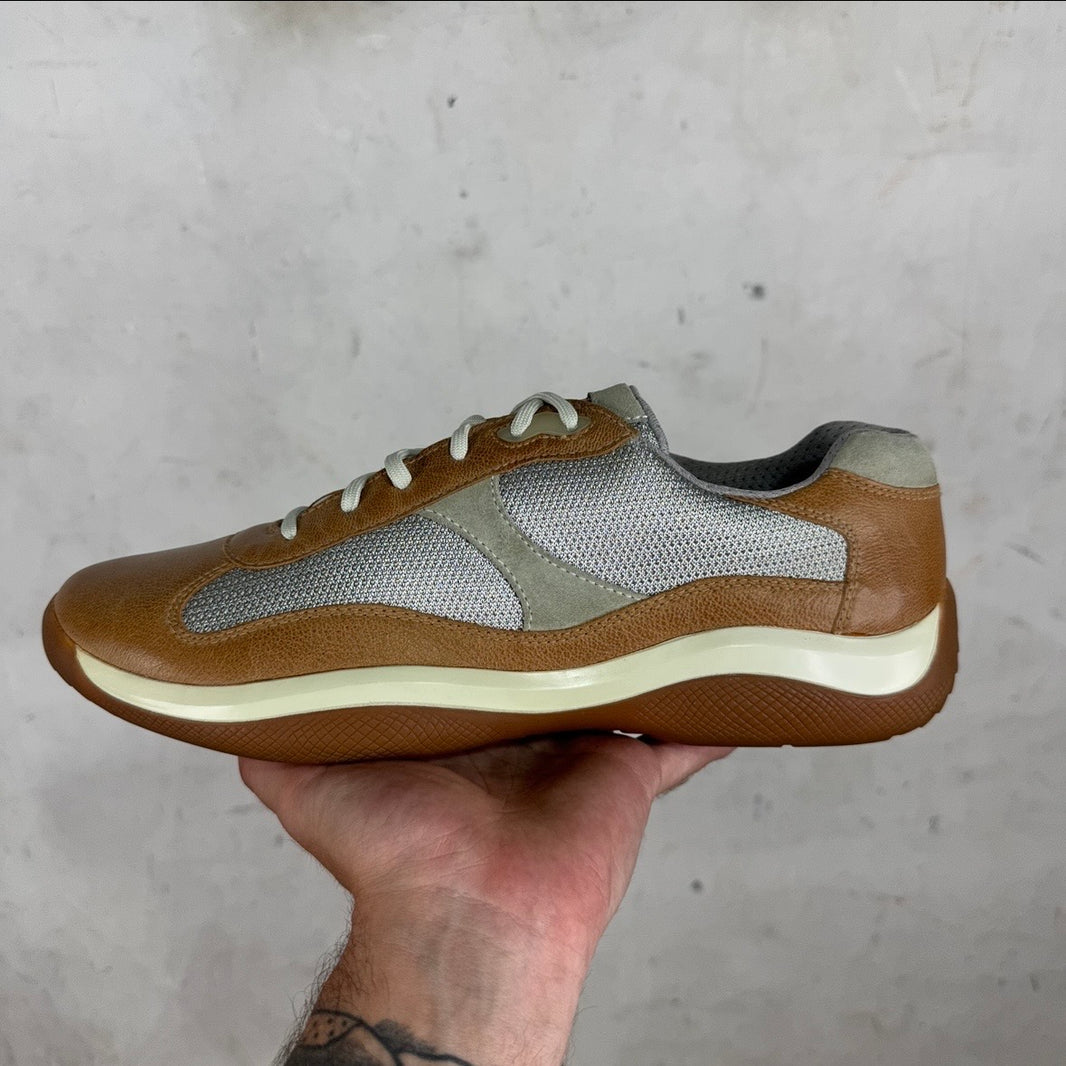 Prada Tan Leather/ Suede Exclusive Americas Cup