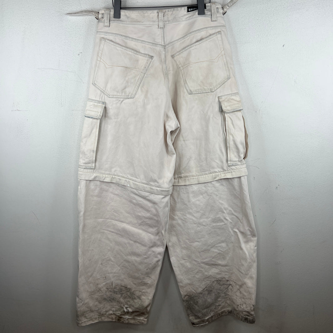 Balenciaga White Denim Convertible Cargo Pants