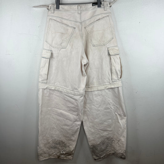 Balenciaga White Denim Convertible Cargo Pants