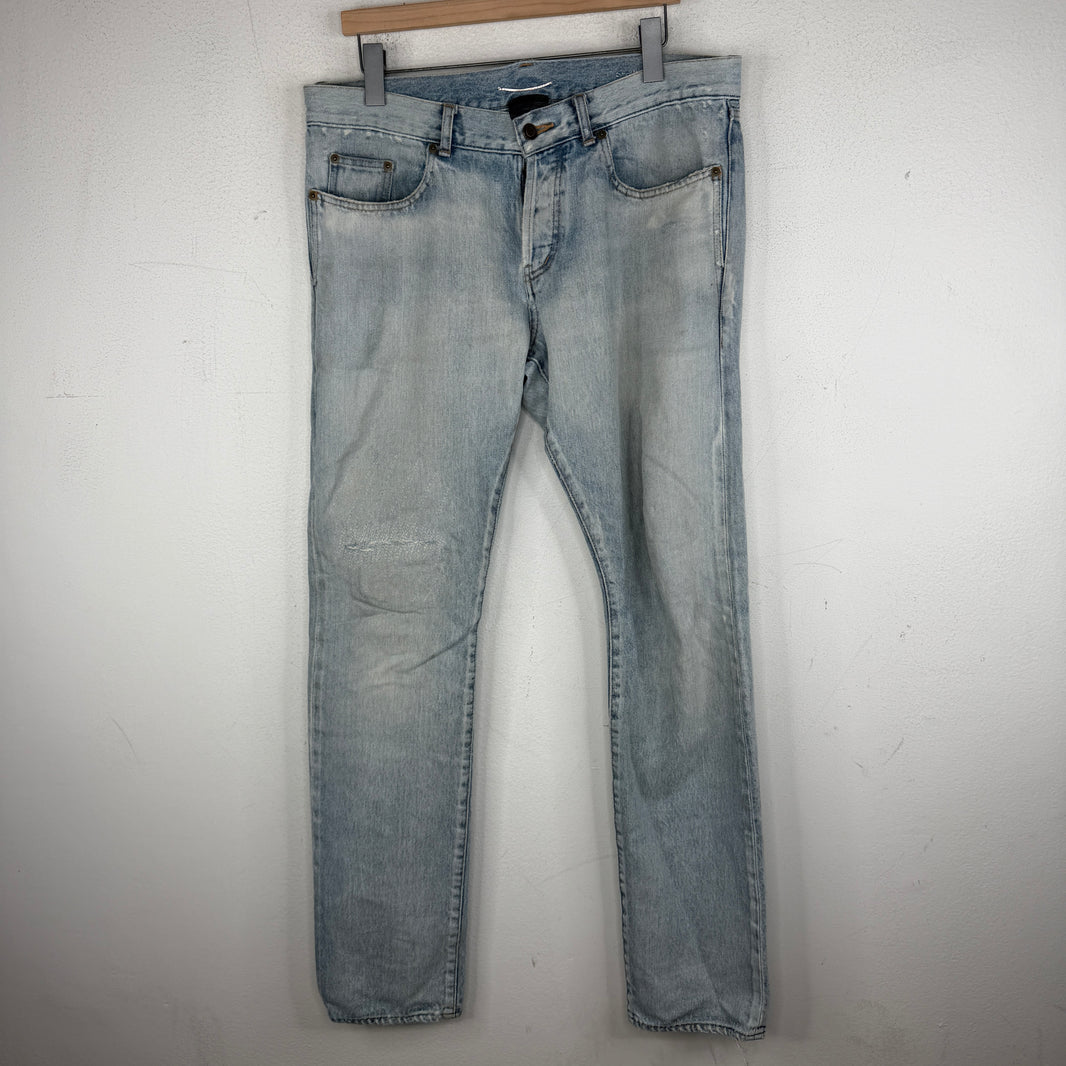 Saint Laurent Light Wash Repaired D18 Denim Jeans
