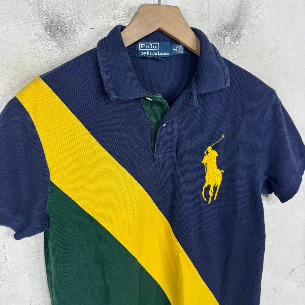 Ralph Lauren Navy/Yellow/Green Stripe Pony Polo