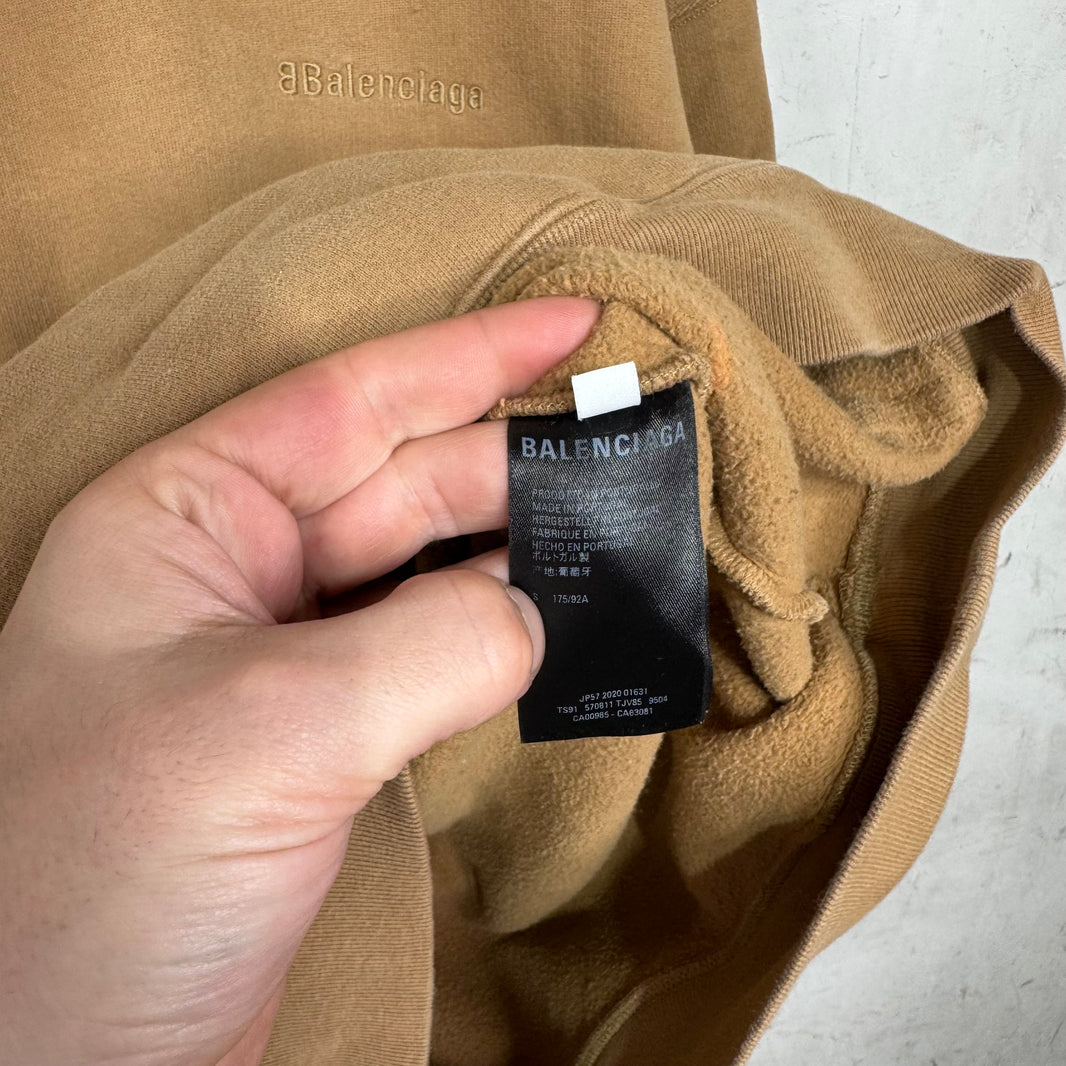 Balenciaga Embroidered Logo Brown Hoodie