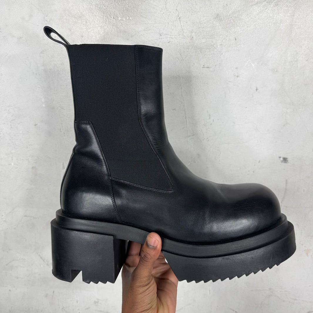 Rick Owens Leather Chelsea Bogun Boots