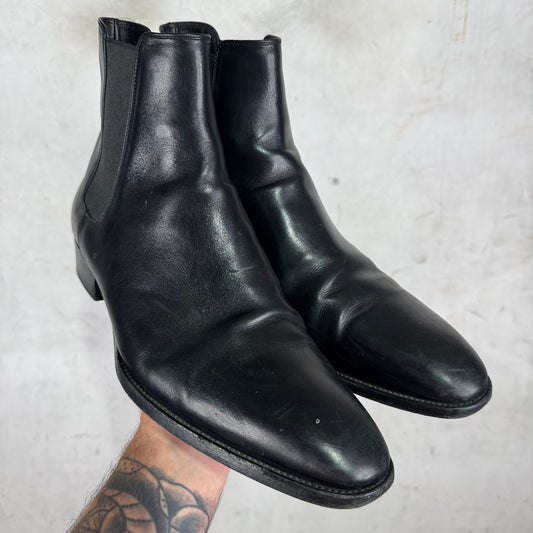 Saint Laurent Black Leather Wyatt Boots
