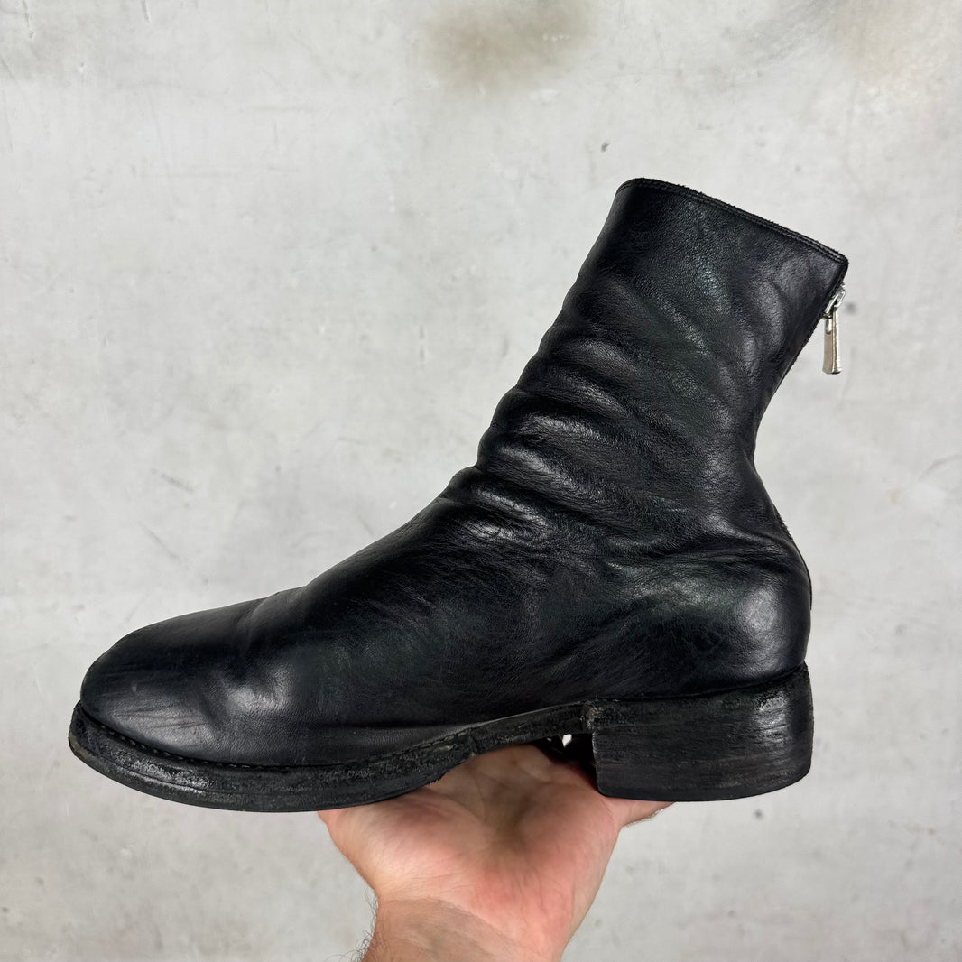 Guidi Black Leather Back Zip Boots