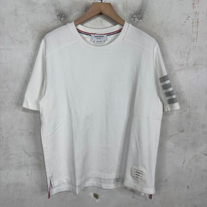 Thom Browne White Striped Sleeve T-Shirt