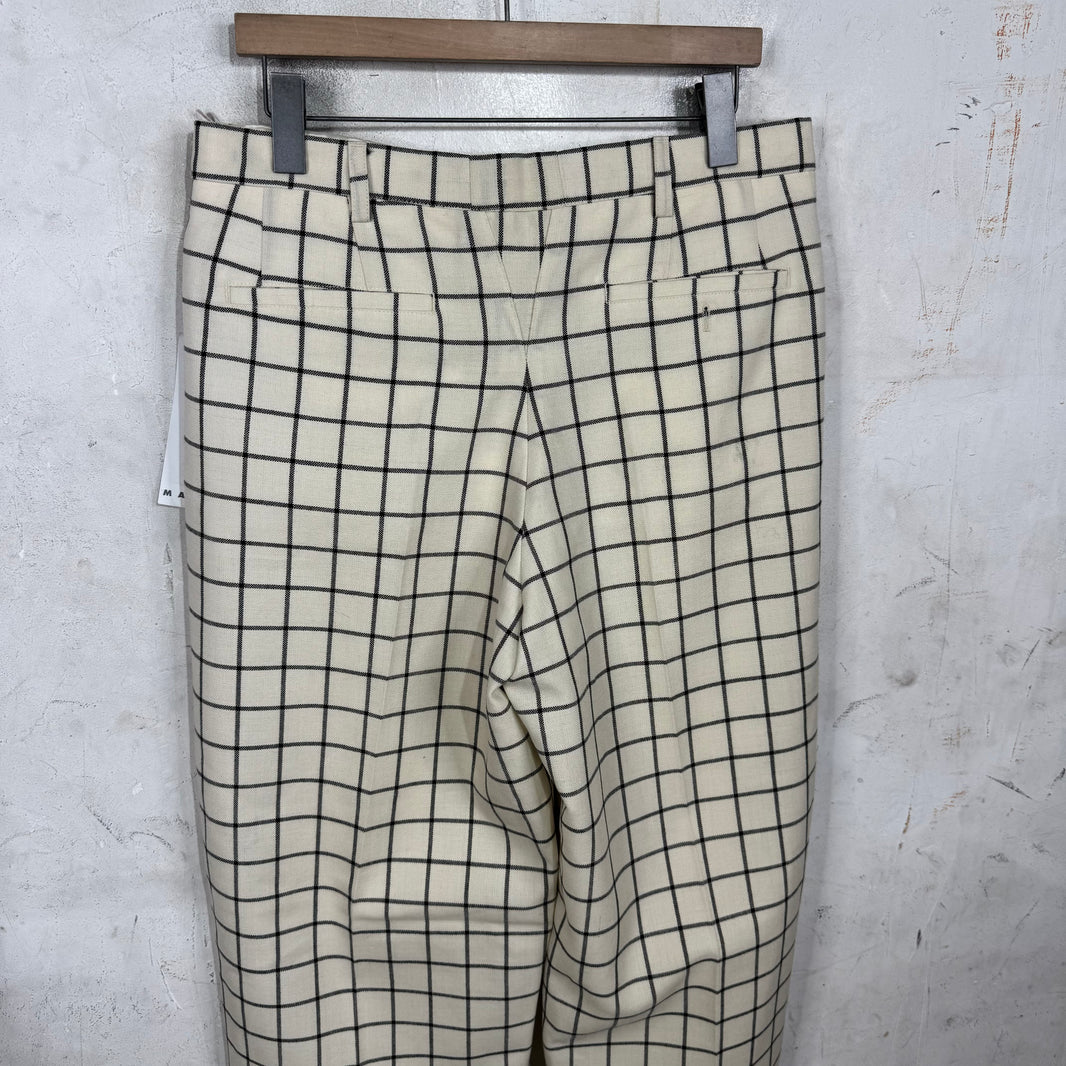 Marni Loose Beige Plaid Trousers