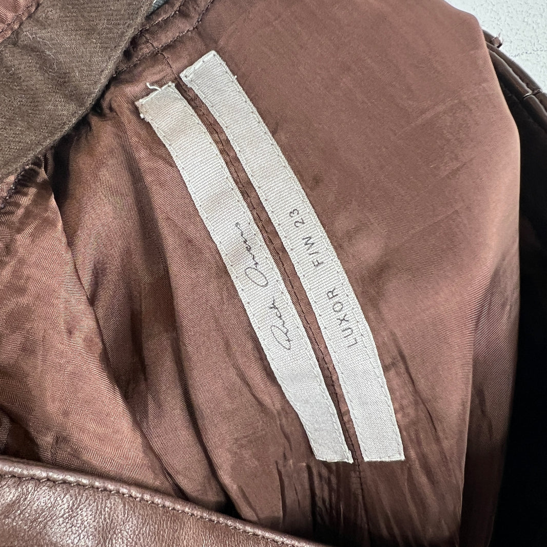 Rick Owens Brown Leather Banana Bolan Pants
