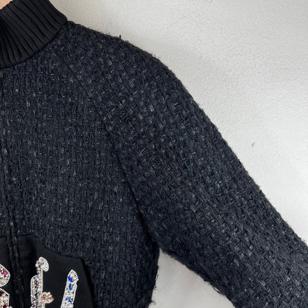Chanel 22A Tweed Embellished Zip Up Jacket