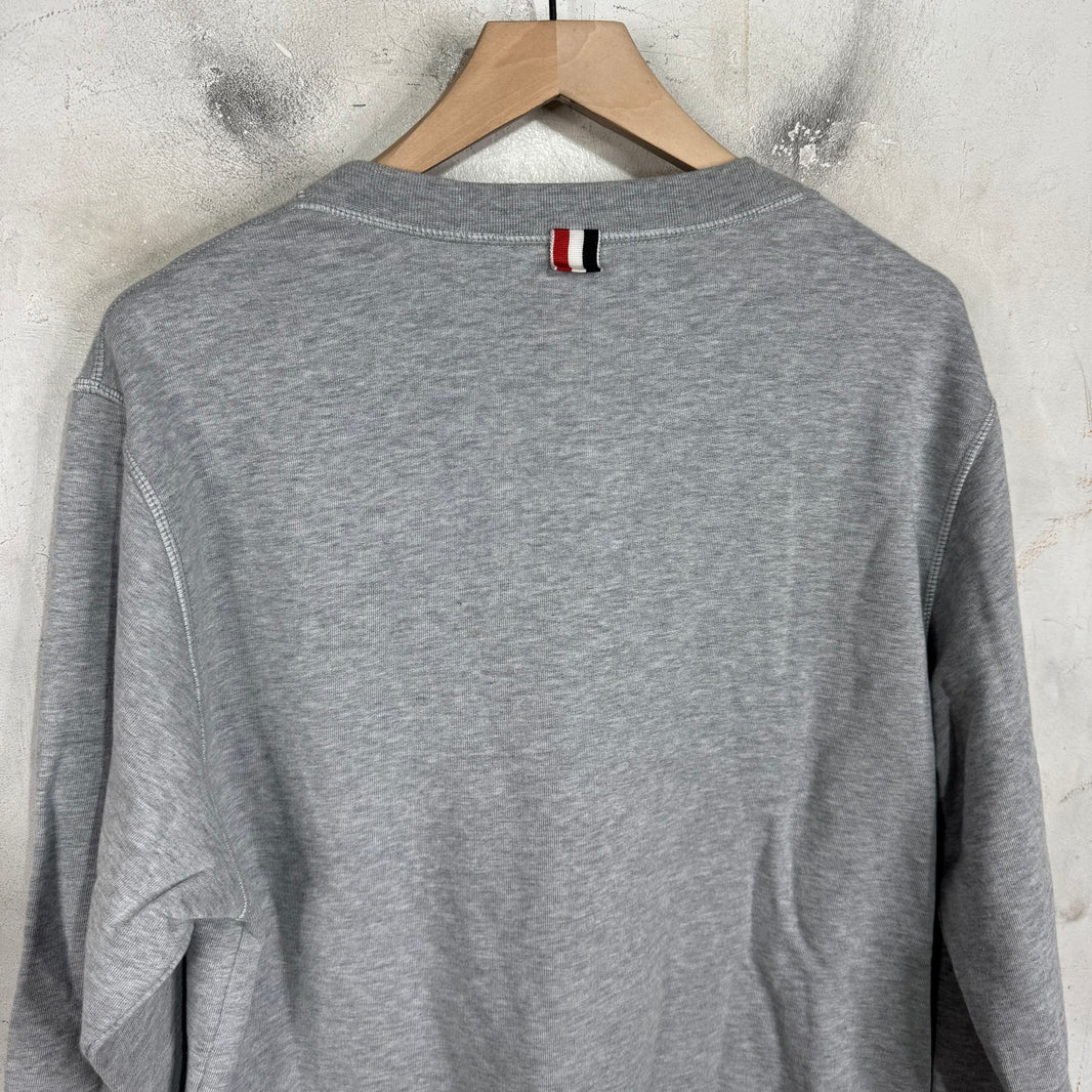 Thom Browne Grey Badged Crewneck