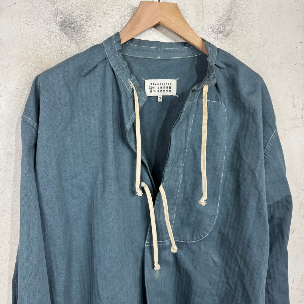 Margiela Oversized Laced Tunic Shirt Blue