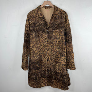 Kapital Leopard Print Corduroy Belted Coat