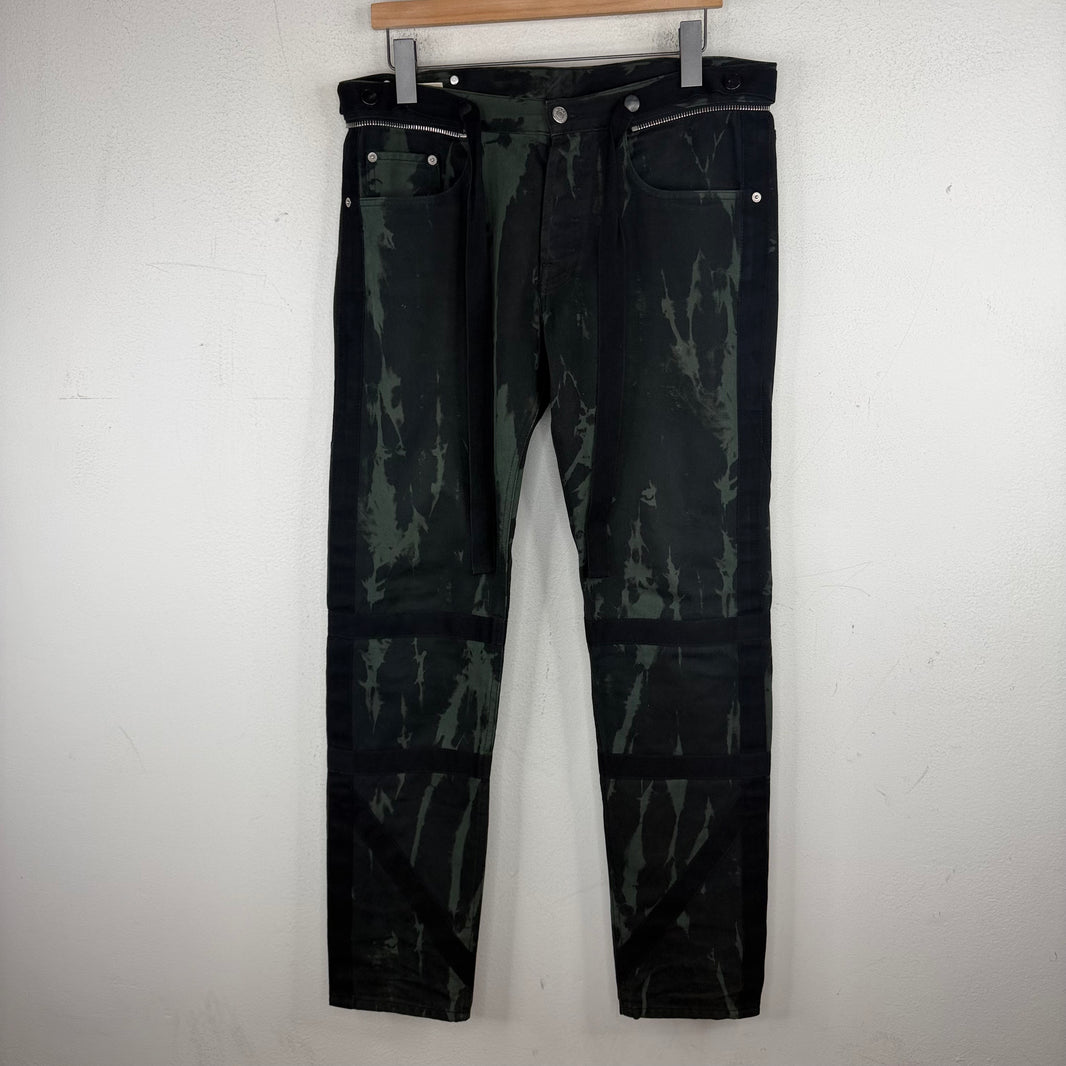 Dries Van Noten Green Bleach Belted Jeans