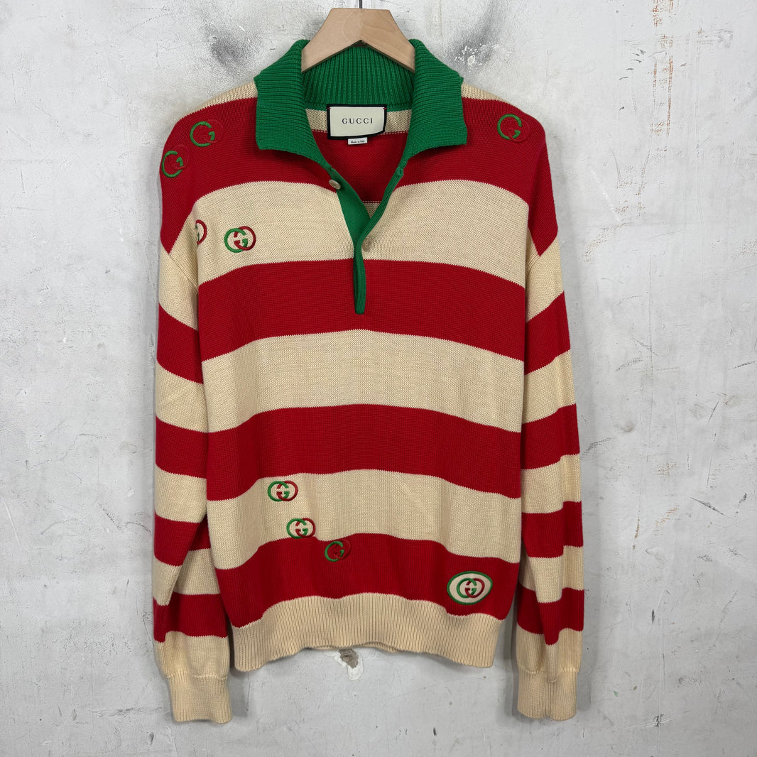 Gucci Logo Embroidered Stripe Sweater