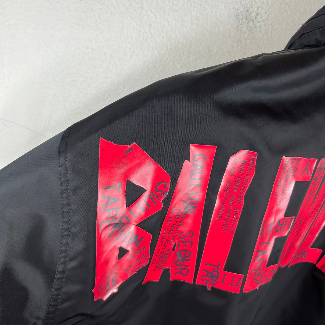 Balenciaga Sample Black Nylon Red Tape Coaches Jacket
