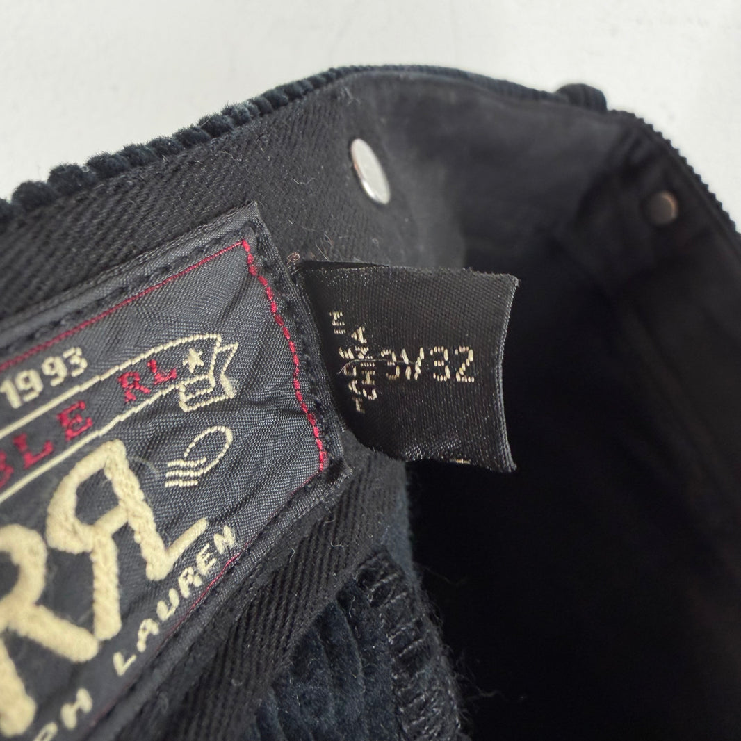 RRL Black Corduroy Straight Trousers