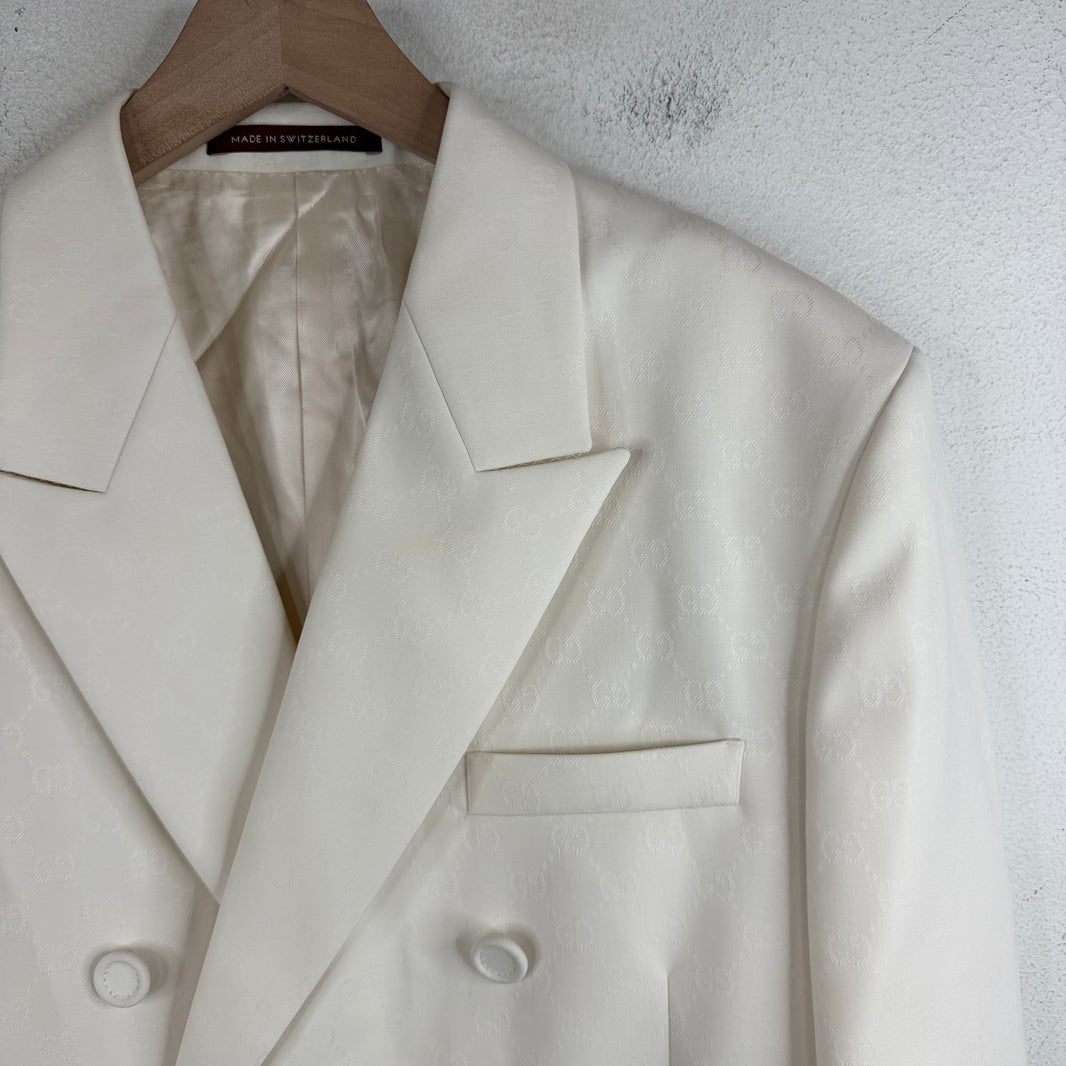 Gucci Tonal GG Monogram White Suit Set