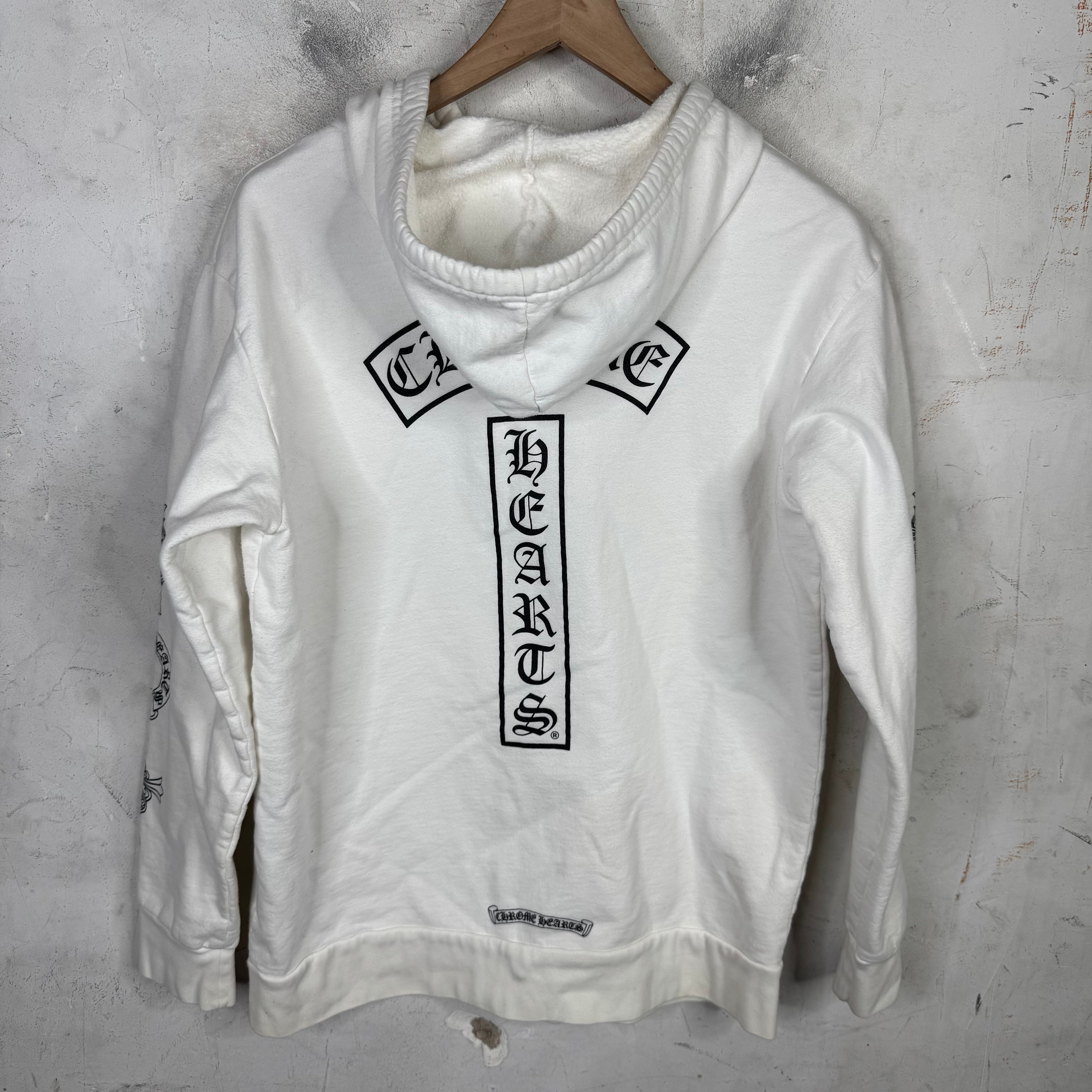 Chrome Hearts Vintage White T-Bar Zip Up Hoodie – www.Lukes.store