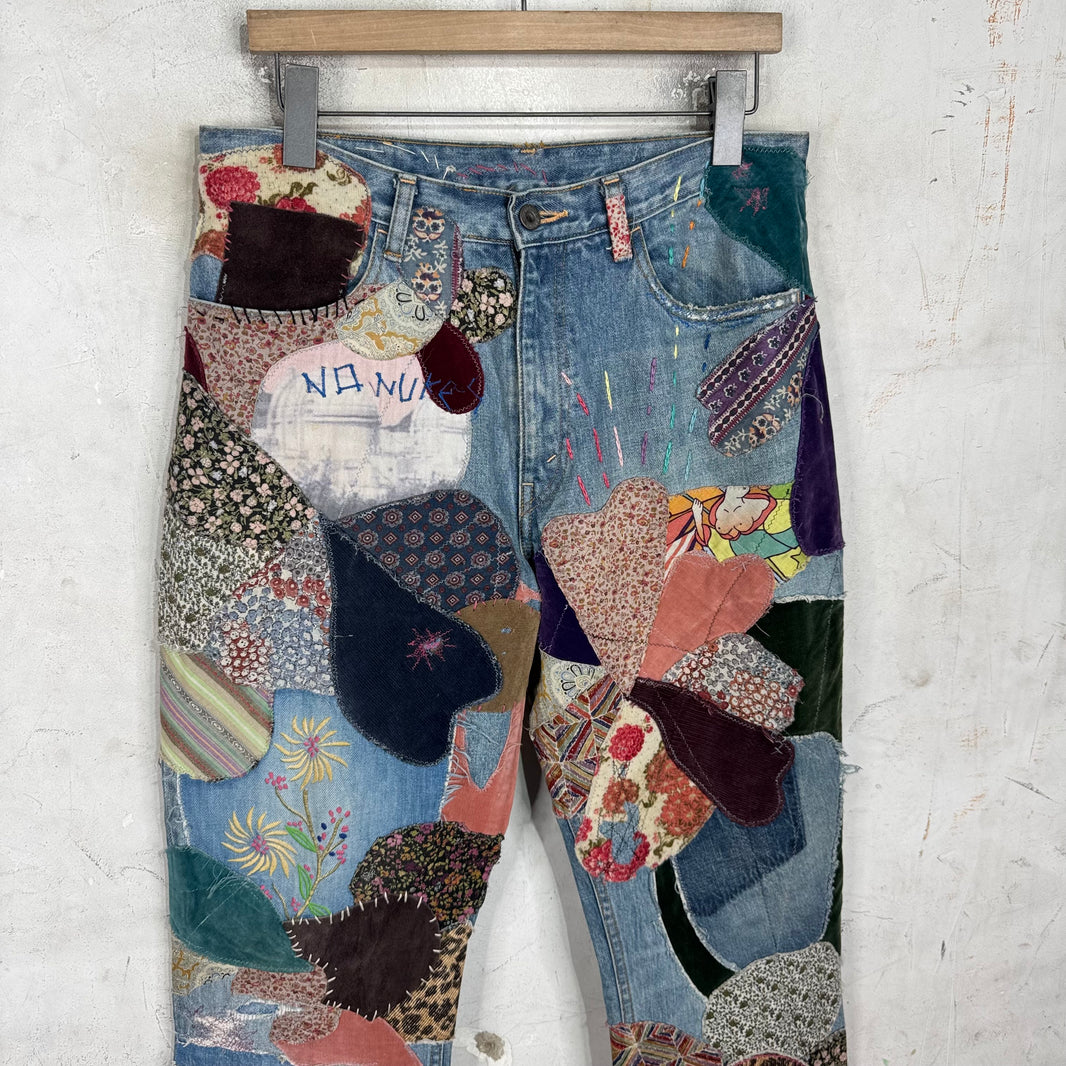 Kapital No Nukes Flared Patchwork Jeans