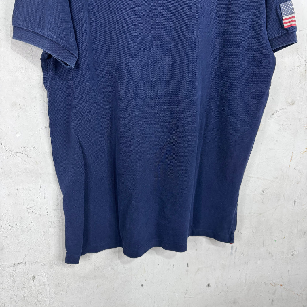 Ralph Lauren Navy Red USA Sleeve Big Pony Polo