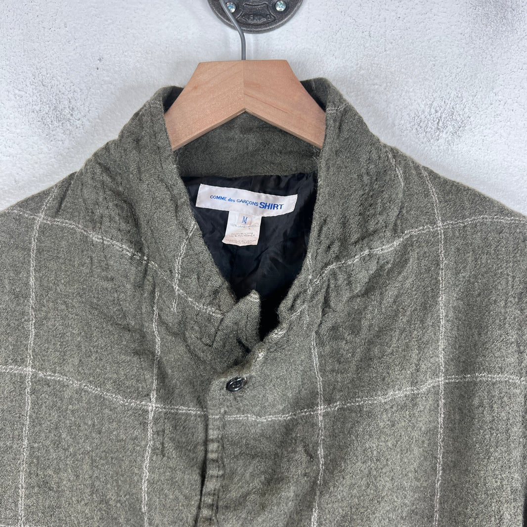 CDG Wool Wrinkled Button Up Long Jacket