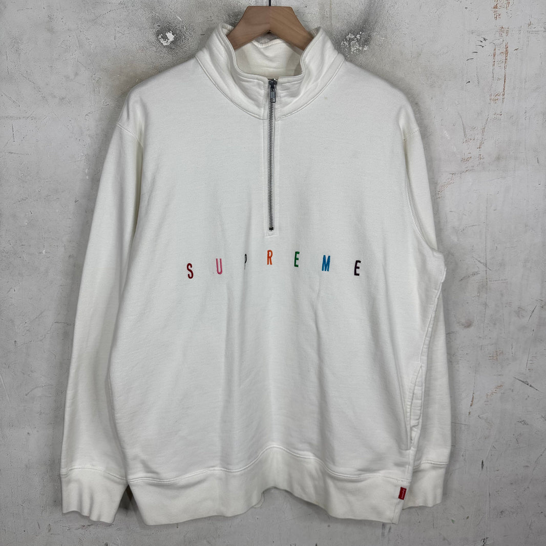Supreme Rainbow Logo 1/4 Zip Sweatshirt