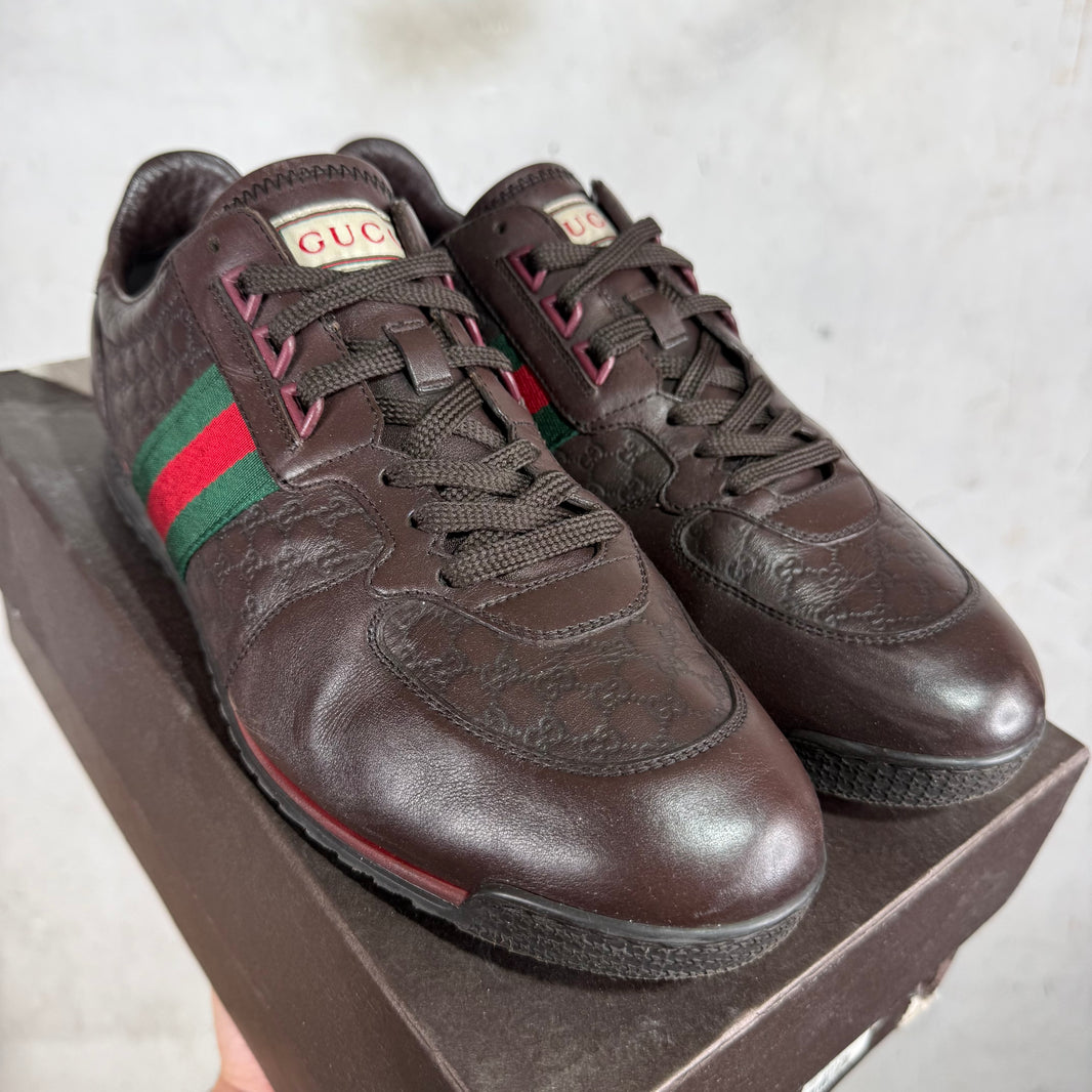 Gucci Brown Embossed Monogram Runners