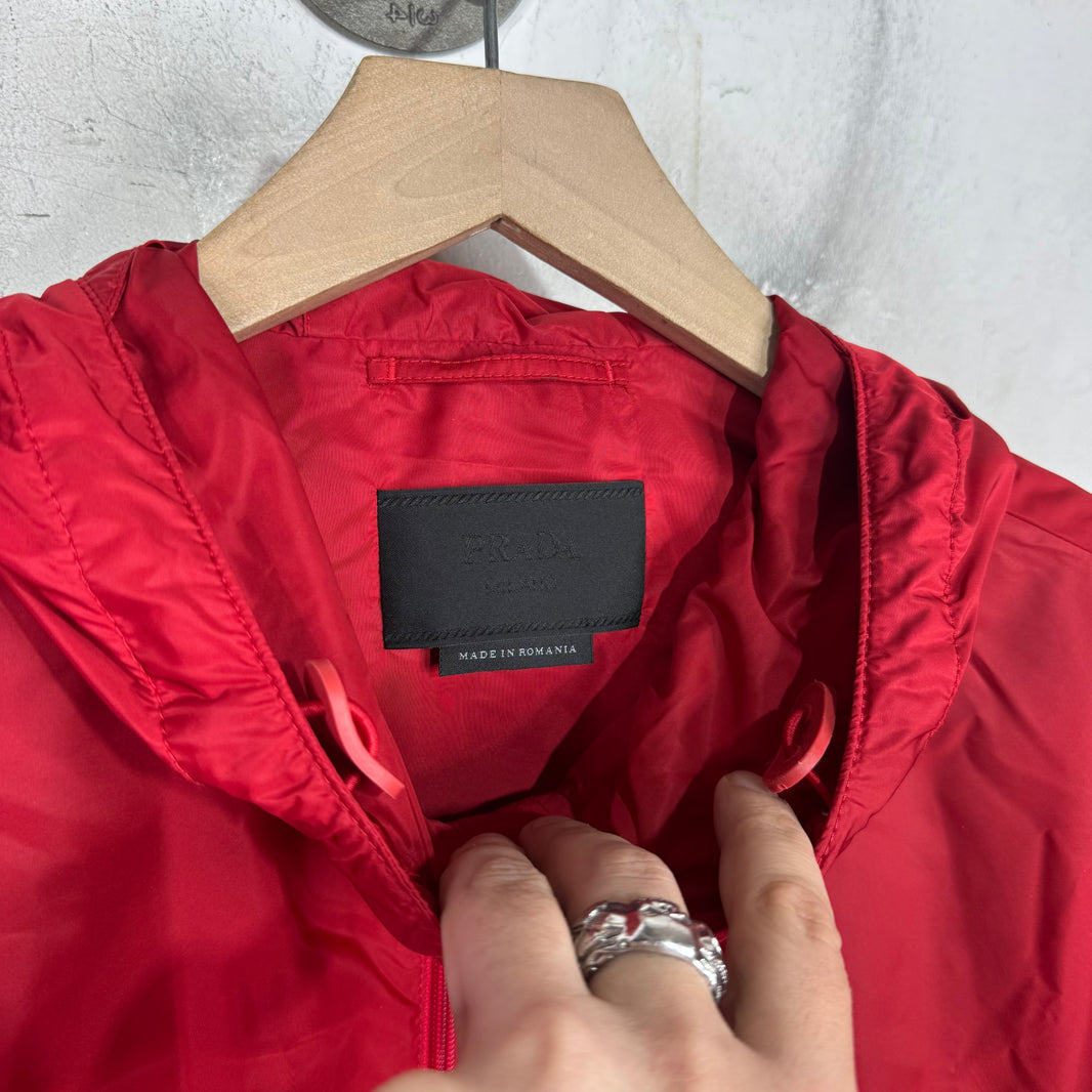 Prada Red Crest Logo Windbreaker