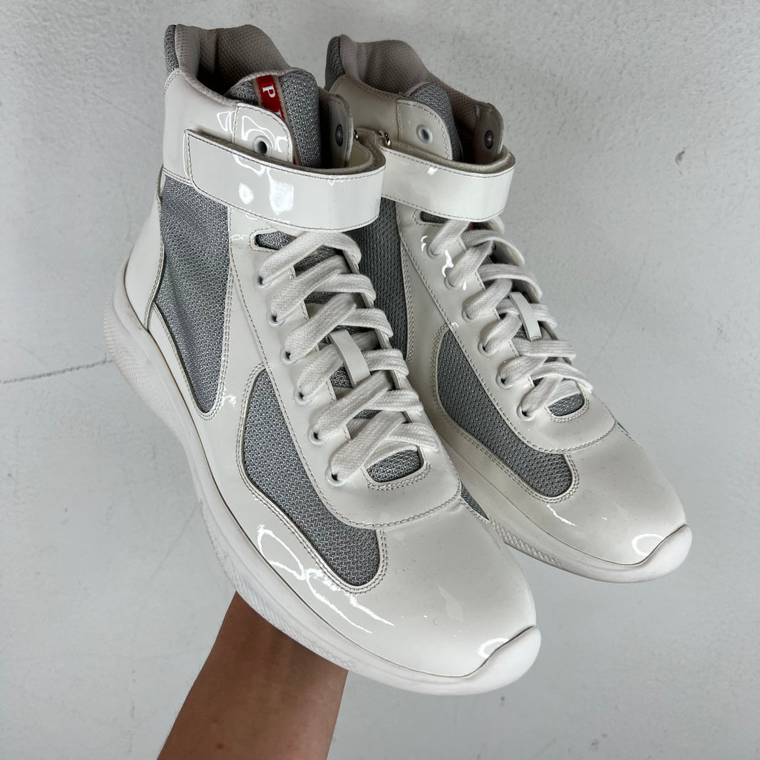 Prada Patent Leather High-Top America's Cup Sneakers