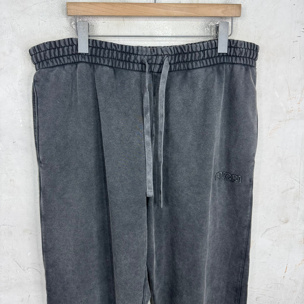 Gucci Frayed Spellout Logo Sweatpants