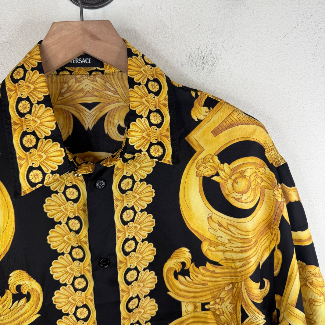 Versace Silk Pattern Button Up Shirt