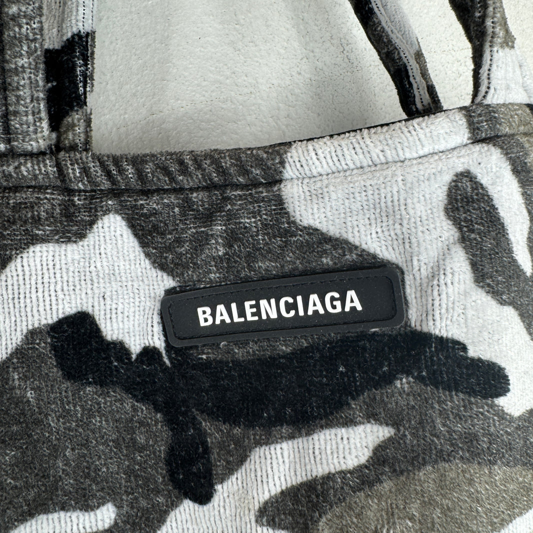Balenciaga Sample Snow Camo Terry Cloth Tote Bag