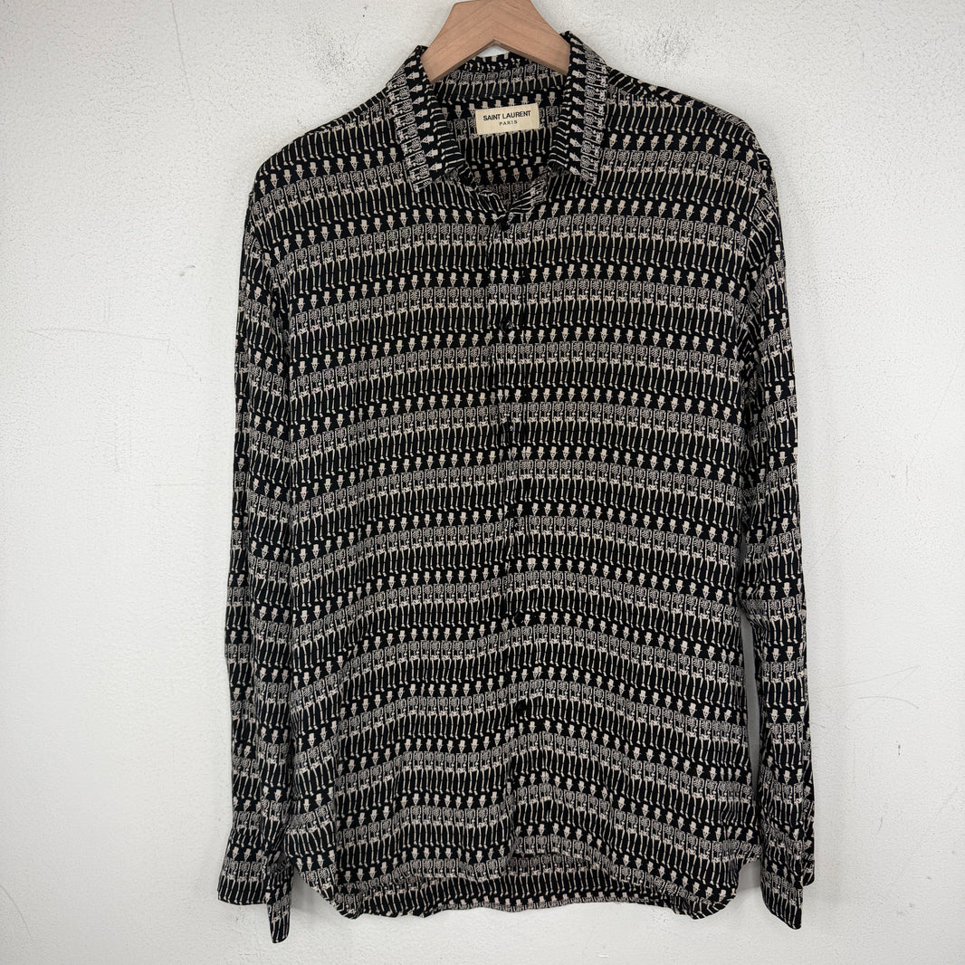 Saint Laurent Skeleton Print Button Up Shirt