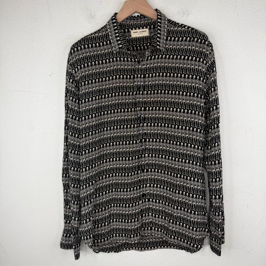 Saint Laurent Skeleton Print Button Up Shirt
