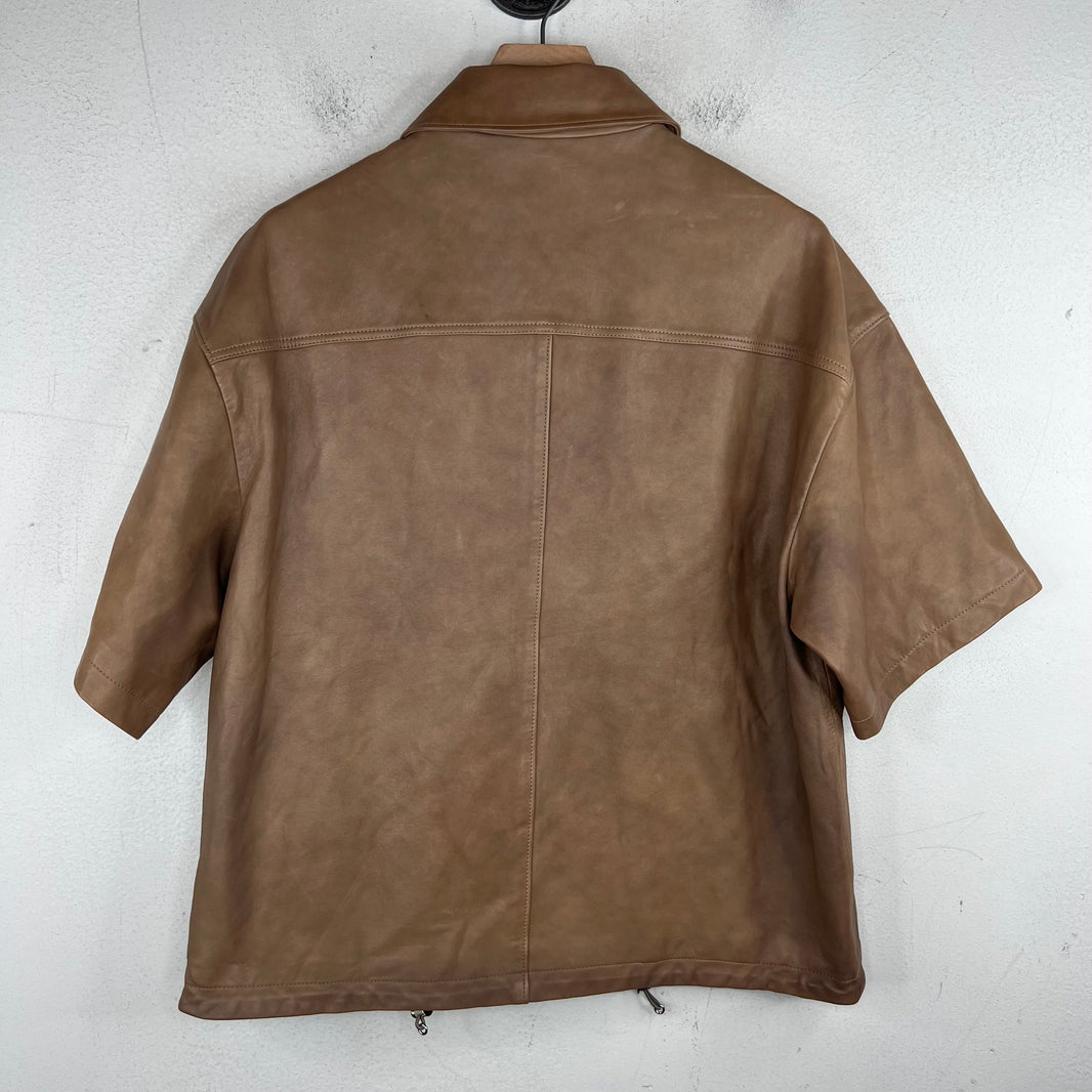 Prada Brown Nappa Lambskin Zip Shirt