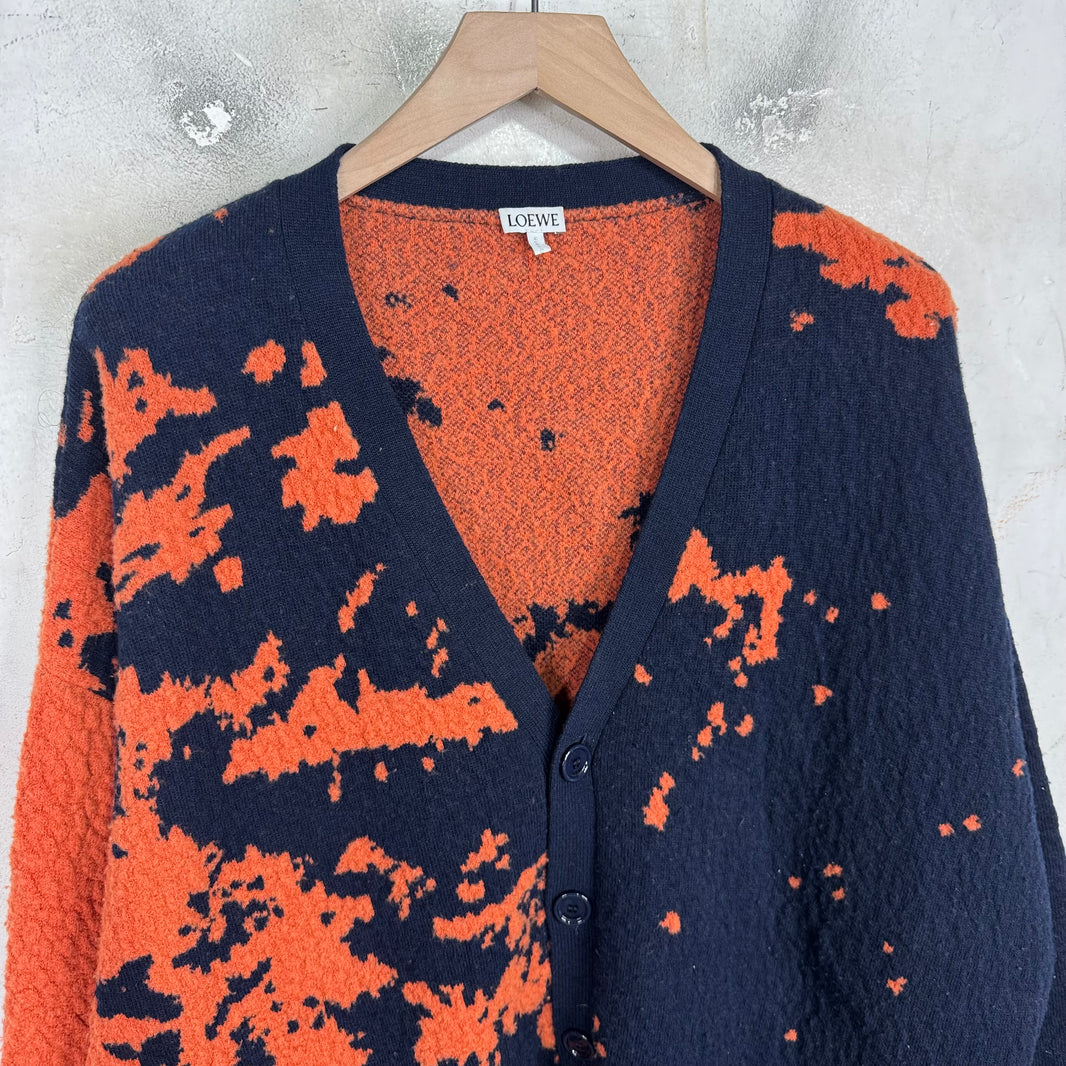 Loewe Wool Blend Orange Splatter Cardigan