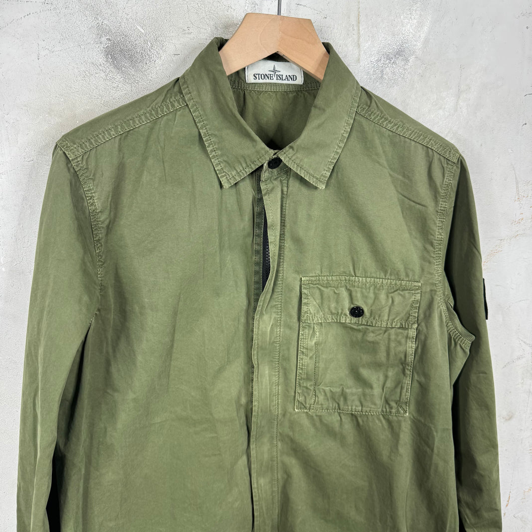 Stone Island Olive Zip Up Military Overshirt