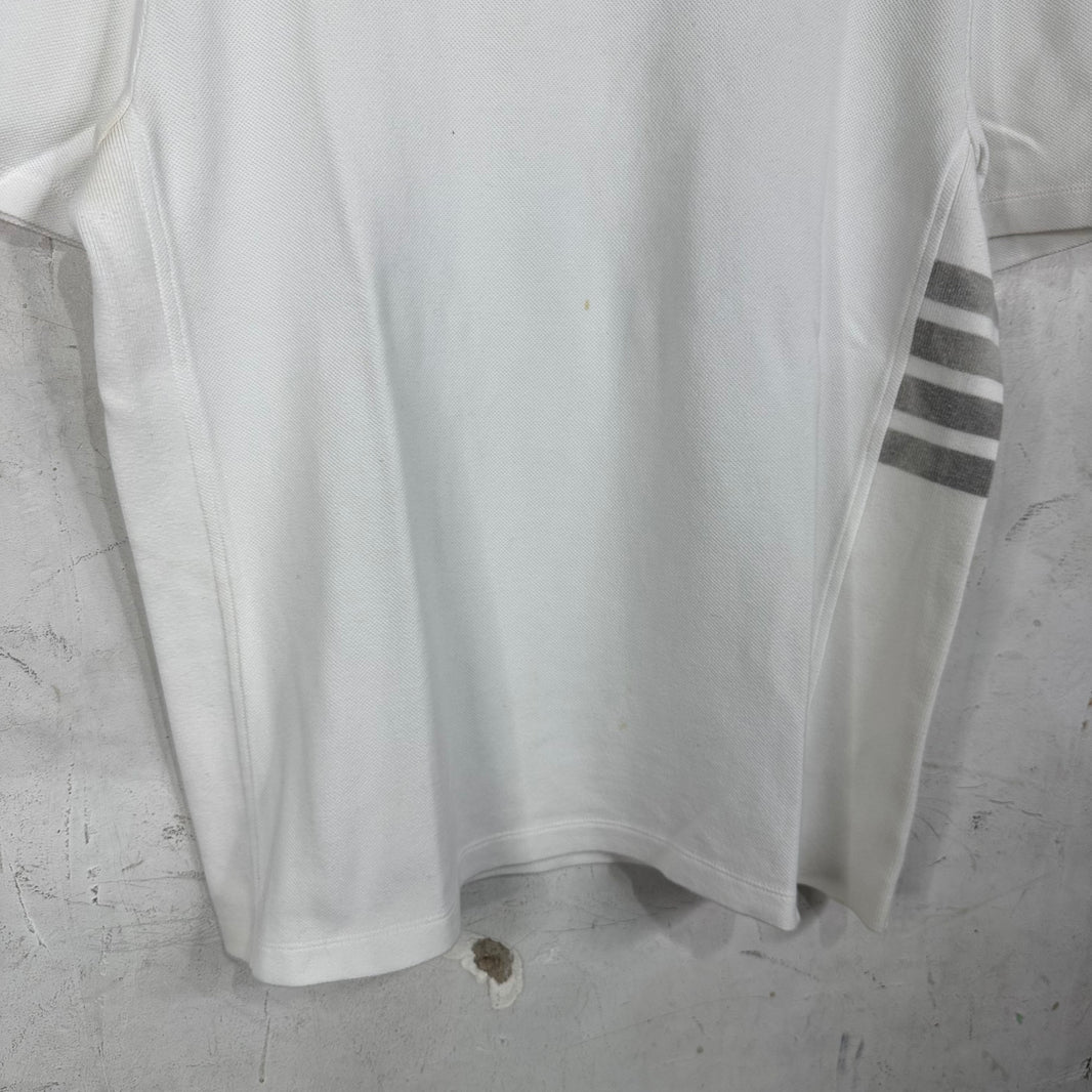 Thom Browne Side Striped White T-Shirt