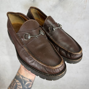 Gucci Brown Horsebit Lug Loafer
