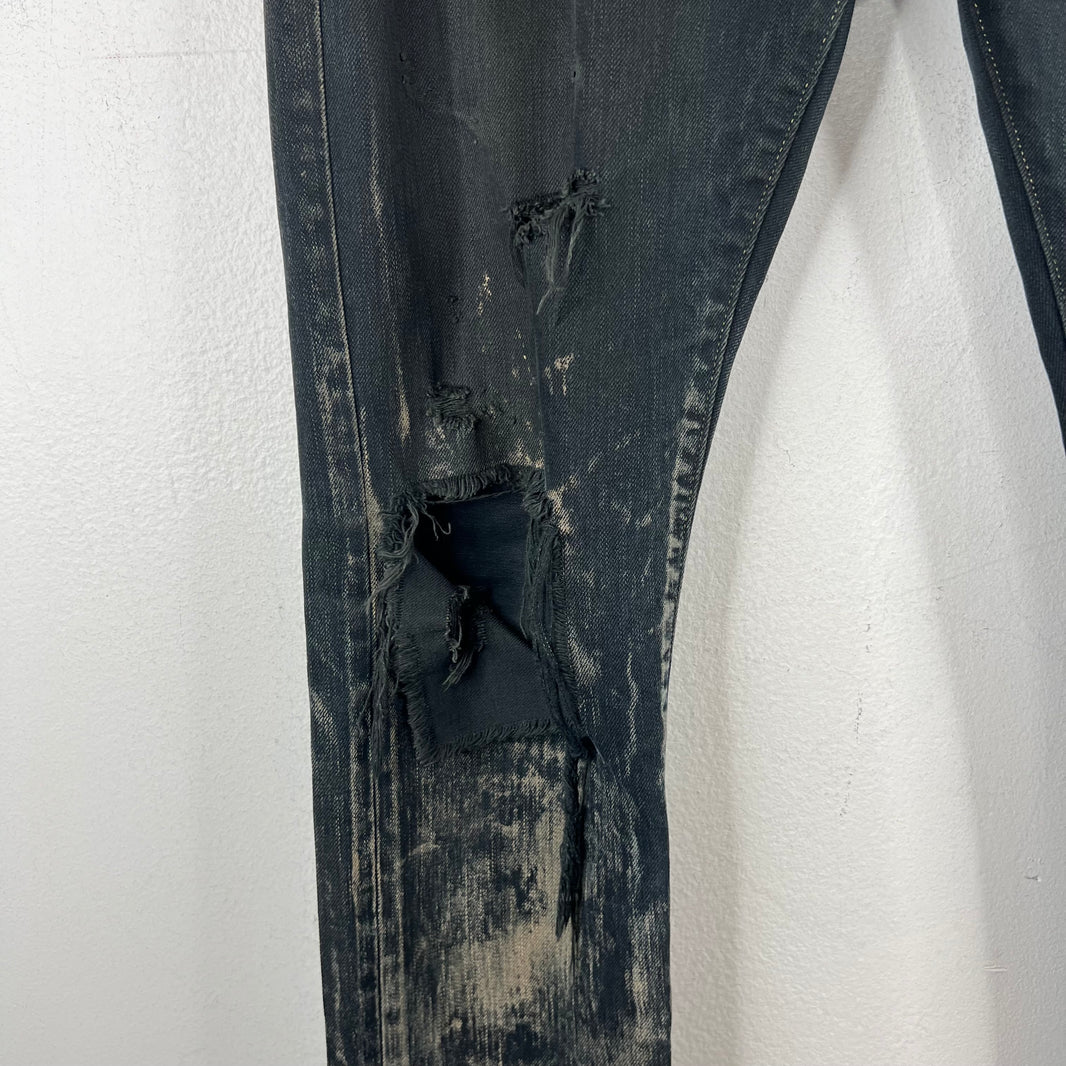 Saint Laurent D02 Black Oil Spill Jeans