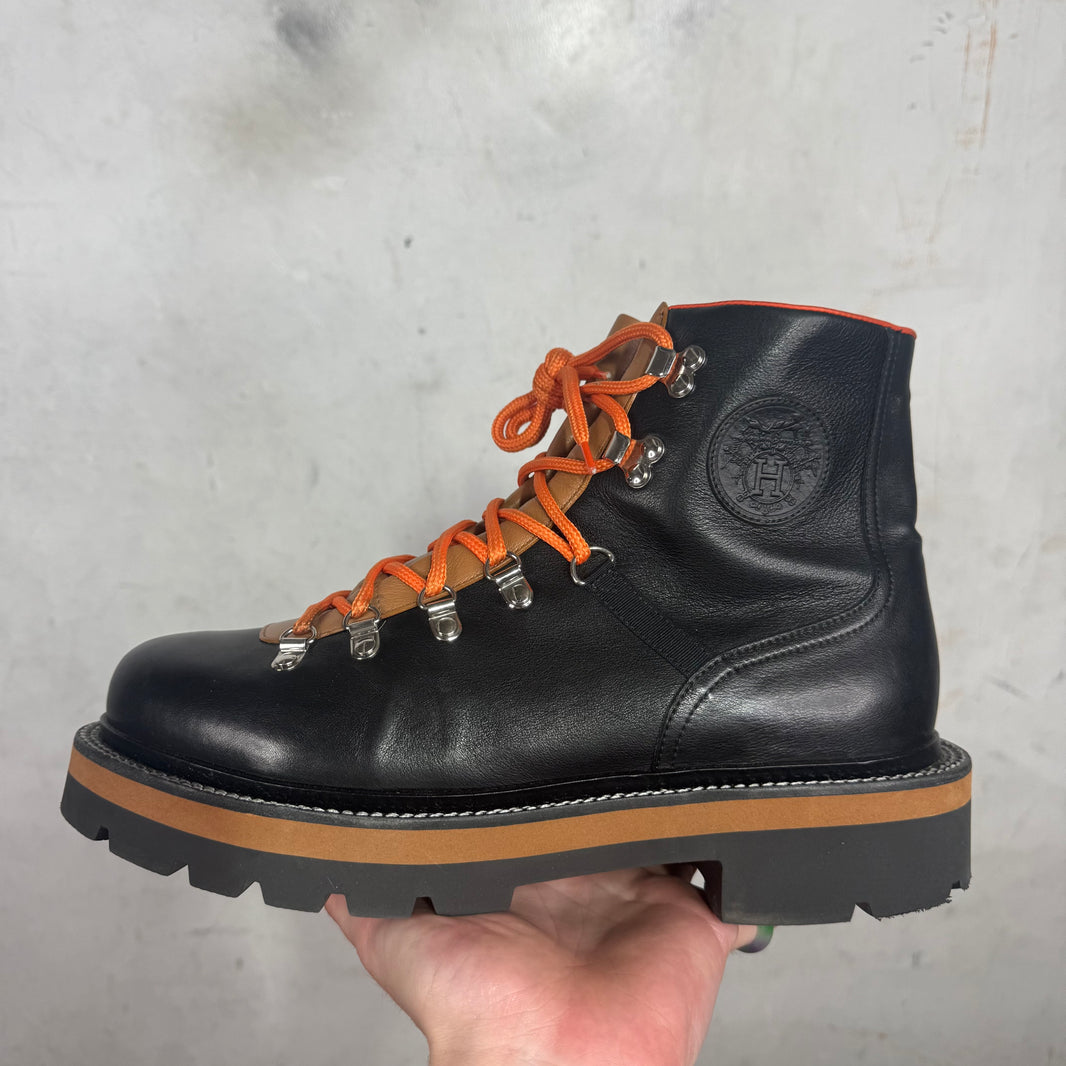 Hermes Leather Orange Trimmed Hiking Boots