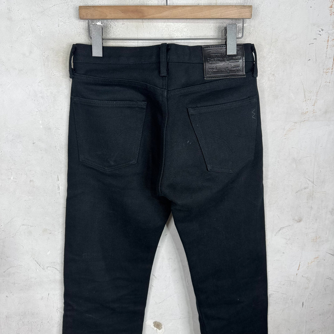 Iron Heart Hemmed Black Jeans
