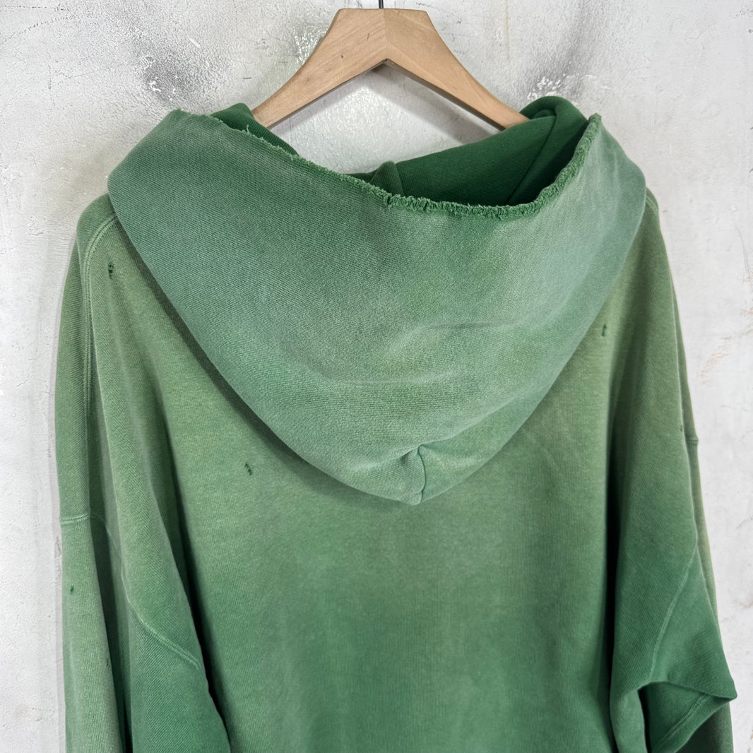 Visvim Green Distressed Jumbo Hoodie