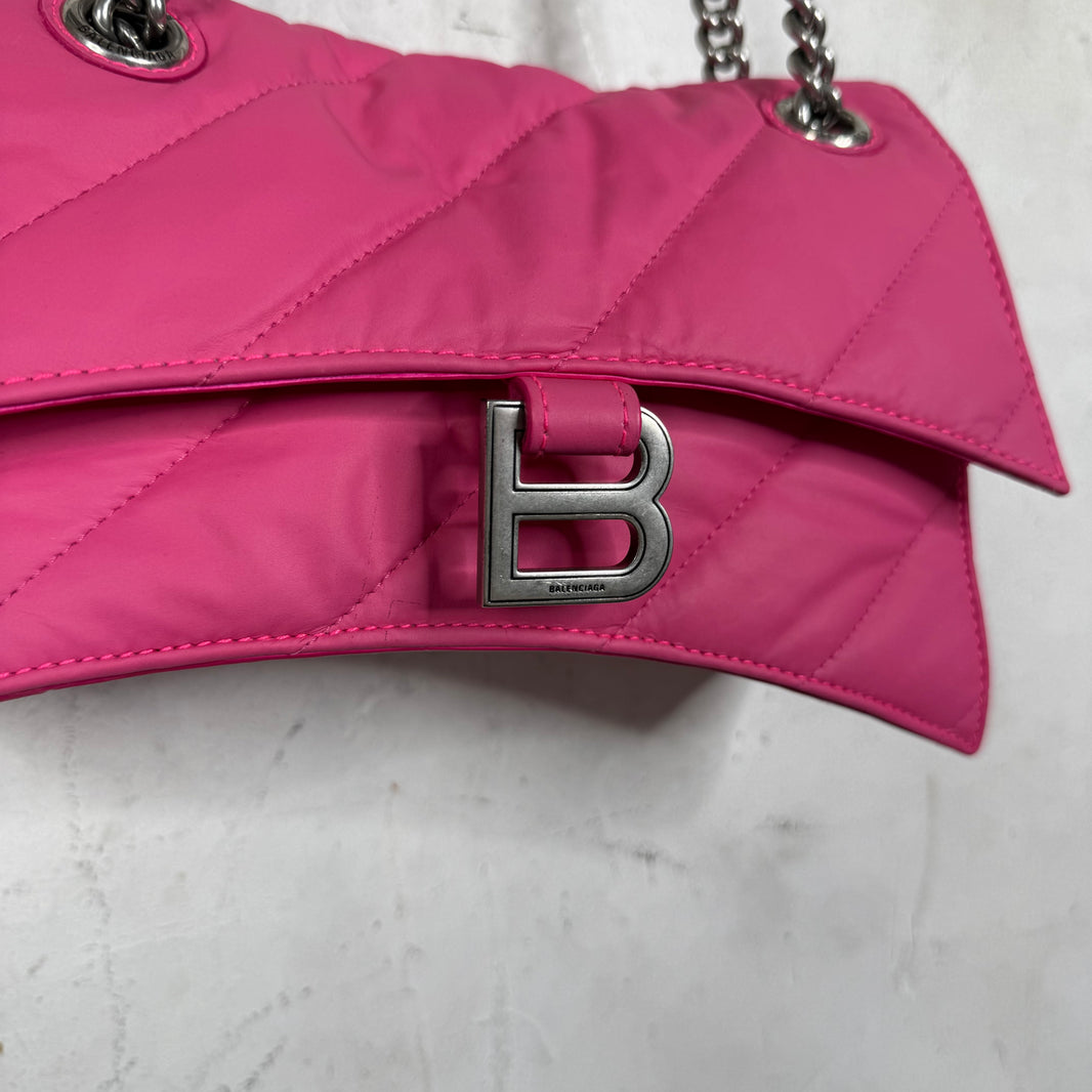 Balenciaga Pink Hourglass Puffy Chained Purse