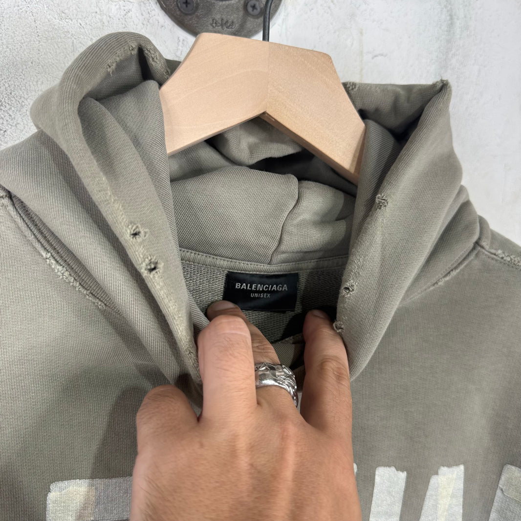 Balenciaga Grey Tape Pullover Hoodie